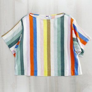 WHiT NY x Anthropologie Rainbow Stripe Linen Blouse Top